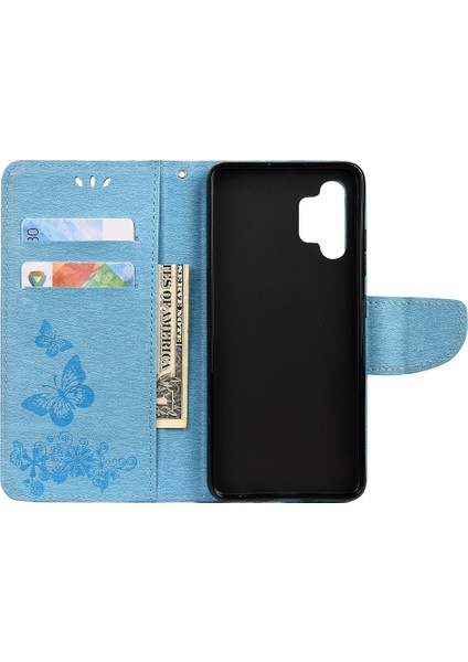 Kelebekler Çiçek Desen Tasarımı Deri Deri Cüzdan Stand Samsung Galaxy A32 4g Eu Versiyonu (Yurt Dışından) modelleri