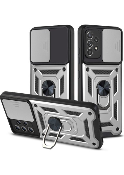 Çok Yönlü Koruyucu Kamera Slayt Telefon Çizik Geçirmez Arka Kabuk Samsung Galaxy A32 4g Eu Versiyonu Için Kickstand Ile (Yurt Dışından)