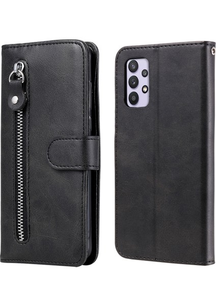 Samsung Galaxy A32 4g Için Fermuar Cep Cüzdanı Deri Standı Telefon Kasası Kapağı Eu Versiyonu (Yurt Dışından)