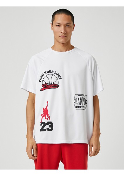 Oversize Spor Tişört Basketbol Baskılı Bisiklet Yaka modelleri