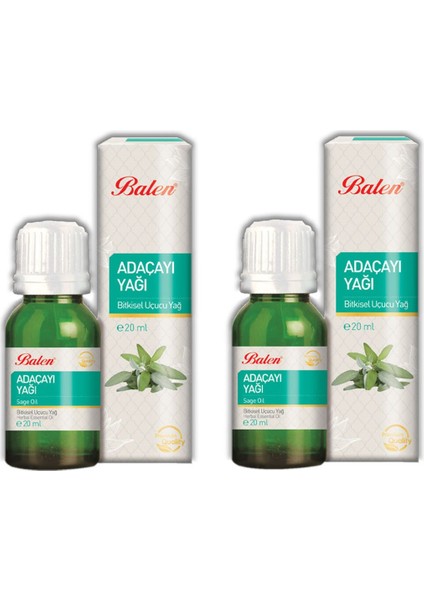 2 Adet Adaçayı Yağı(Acı Elma) Distilasyon 20+20 ml