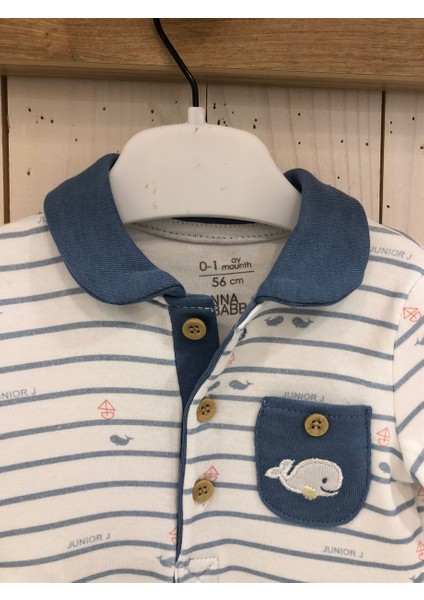 Uzun Kollu Gömlek Yaka Balina Desenli çıtçıtlı Penye Patikli Bebek Tulum Takım modelleri
