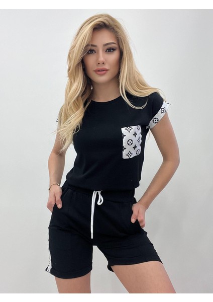 Lv Desen Şort Bluz İkili Takım (Renk Seçenekli)
