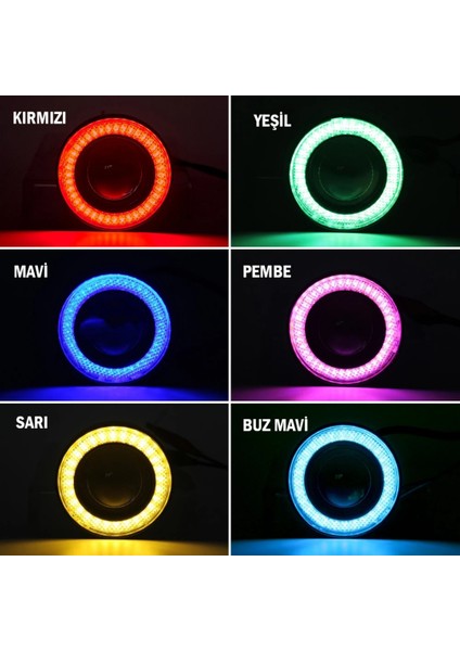 Peugeot 301 Uyumlu, Universal Mercekli LED Angel Sis Farı, 76MM Beyaz Renk modelleri