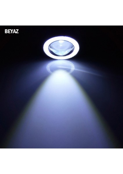 Peugeot 301 Uyumlu, Universal Mercekli LED Angel Sis Farı, 76MM Beyaz Renk indirimleri