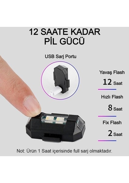 2 Adet Şarjlı Mini LED Işık/motor Çakar Led/drone Işığı/anti Çarpışma Uyarı Işığı