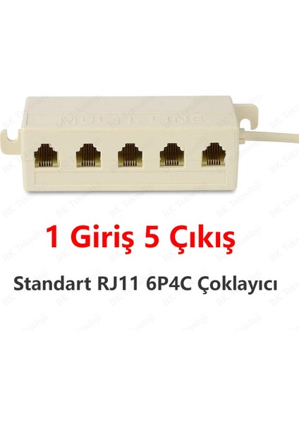 1 Giriş 5 Çıkış Kablolu RJ11 6P4C Telefon Çoklayıcı