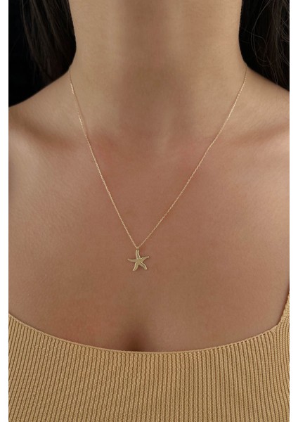 14 Ayar Altın Taşsız Deniz Yıldızı Kolye fiyatları