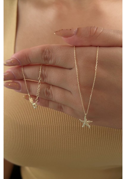 14 Ayar Altın Taşsız Deniz Yıldızı Kolye modelleri