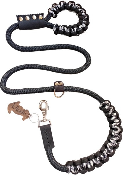 Köpek gezdirme kayışı boyun tasmalı siyah halat paracort örme boyun destekli deri kapamalı kalınlık:14mm uzunluk:120cm tasma: standart ayarlamalı dog collar TB6-2