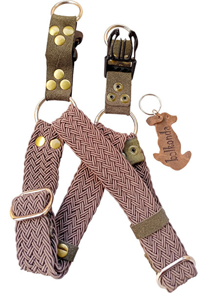 Köpek göğüs tasması kemer örgülü kolon vizon renk küçük ırk genişlik:3cm göğüs ölçüsü:40-65cm dog harness GT2-9