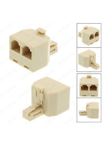 RJ11 6P4C 2'li Telefon Hattı Çoklayıcı Y-Splitter Adaptörü