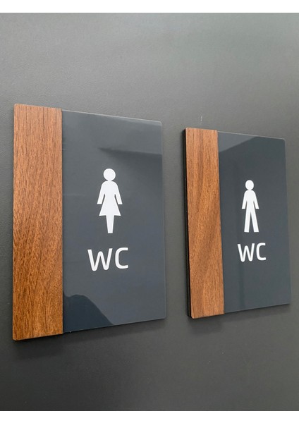 Wooden Serisi Wc Yönlendirme Levha Seti