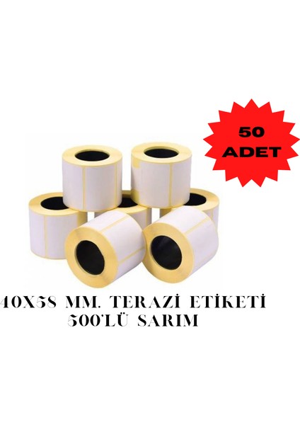 Terazi Etiketi 80 x 40 mm 500'lü Sarım 50 Adet