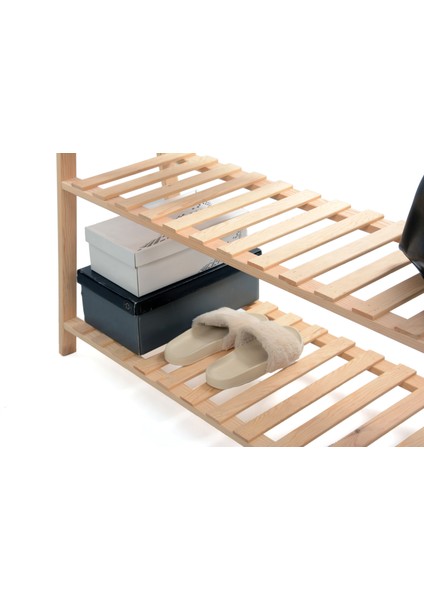Konfeksiyon Elbise Askılık Iki Raflı Doğal Ahşap 148 x 105 cm fiyatları