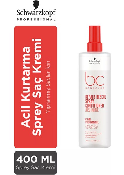 Bc Bonacure Acil Kurtarma Yıpranmış Saçlar Için Onarıcı Sprey Saç Kremi 400 ml