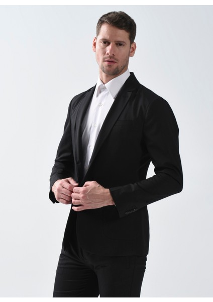 Normal Bel Slim Fit Siyah Erkek Takım Elbise FANSE6,5TE01PART22300