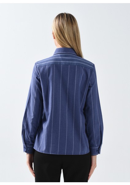 Gömlek Yaka Mavi Kadın Gömlek Rınzo fırsatları