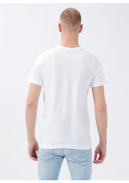 Bisiklet Yaka Baskılı Beyaz Erkek T-Shirt DTETS01_DENIM Trip Bisiklet Yaka Ra fırsatları