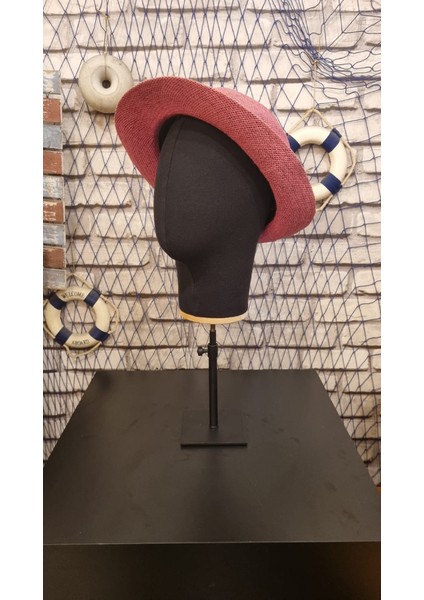 Bayan Kumaş Kaplı Metal Standlı Polyester Kafa Mankeni Aksesuar Mankeni Şapka Mankeni Peruk Mankeni