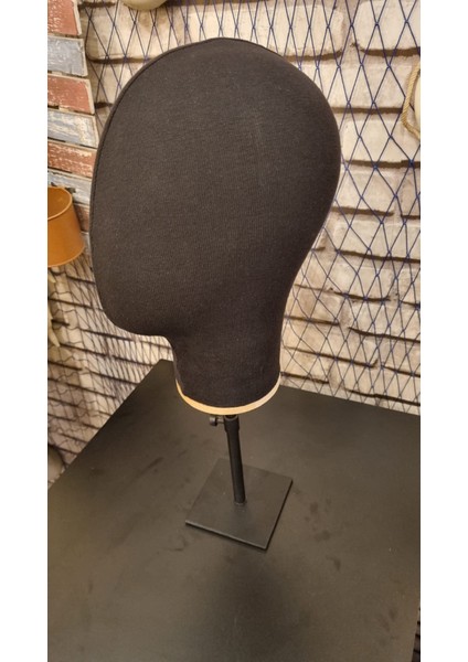 Bayan Kumaş Kaplı Metal Standlı Polyester Kafa Mankeni Aksesuar Mankeni Şapka Mankeni Peruk Mankeni