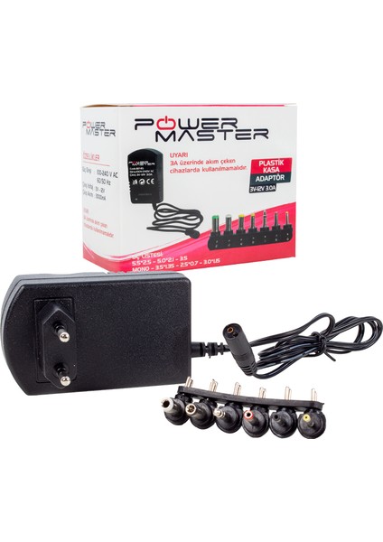 Powermaster PM-18745 3 Volt - 12 Volt 3 Amper Çok Uçlu Ayarlı Kademeli Adaptör