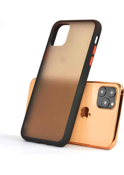 Apple iPhone 11 Pro Max Kılıf Buzlu Mat Kılıf Kenarları Renkli Kılıf Sert Kapak