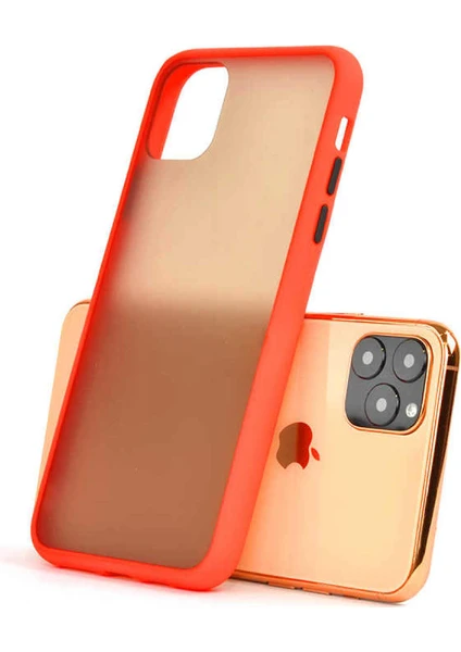 Apple iPhone 11 Pro Max Kılıf Buzlu Mat Kılıf Kenarları Renkli Kılıf Sert Kapak