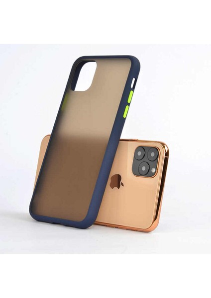 Apple iPhone 11 Pro Max Kılıf Buzlu Mat Kılıf Kenarları Renkli Kılıf Sert Kapak