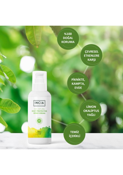 %100 Doğal Koruyucu Sprey Krem Sprey Yenidoğan Bebek Çocuk İçin Limon Okaliptus Vegan 100 ml