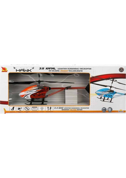 Uzaktan Kumandalı Hawk Helikopter 3,5 Kanal 45 cm 14806 Turuncu