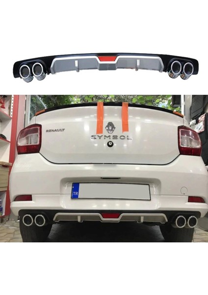 Renault clio symbol difüzör arka tampon eki 4 egzoz çıkışlı 2013+