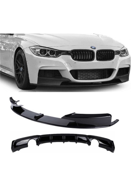 Bmw F30 ön tampon lip ve arka difüzör set piano black m-performance