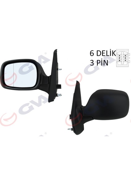 1016131 Dış Dikiz Aynası Sol Kangoo 01 Elektrikli Isıtmalı Asferik 3 Fiş VM-132NEHL