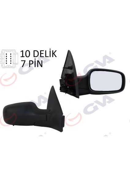 1011130 Dış Dikiz Aynası Sağ Megane 02 Elektrikli Isıtmalı Sensörlü Siyah Kapak Konveks 7 Fiş VM-138EHSR