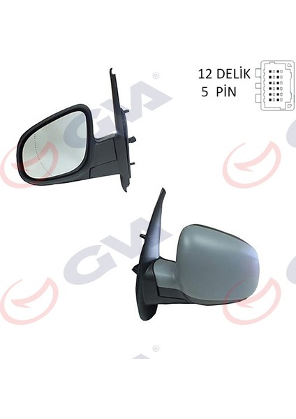 1016321 Dış Dikiz Aynası Sol Kangoo-Cıtan 13 Elektrikli Isıtmalı Astarlı Asferik 5 Fiş VM-6132EHPAL