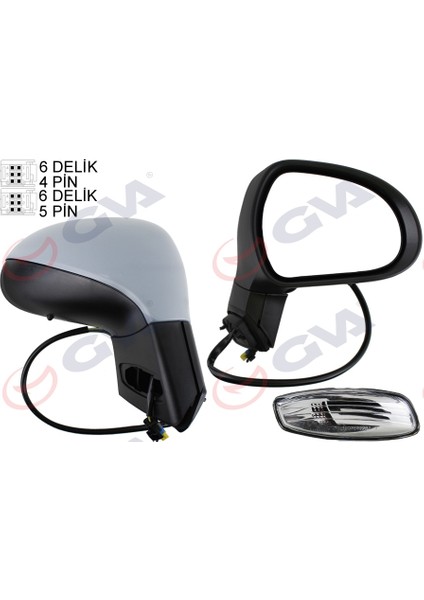 1043260 Dış Dikiz Aynası Sağ 207 06 Elektrikli Isıtmalı Sinyalli Sensörlü Astarlı Konveks VM-6207EHPSR