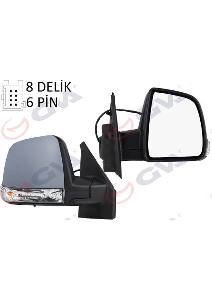1029172 Dış Dikiz Aynası Sağ Doblo 11 Elektrikli Sinyalli Astarlı Tek Camlı Konveks 6 Fiş VM-668EHPR