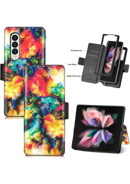 Shin-Wo Samsung Galaxy Z Fold 3 Için Deri Telefon Kılıfı (Yurt Dışından)