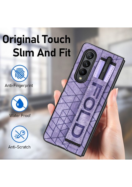 Shin-Wo Samsung Galaxy Z Fold 3 Için Deri Telefon Kılıfı With Pen Slot&belt (Yurt Dışından)