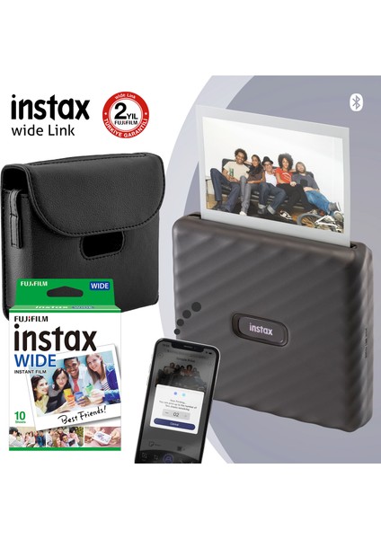 Instax Wide Link Gri Akıllı Yazıcı ve Çantalı Hediye Seti 3