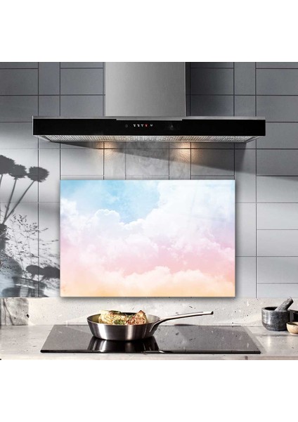 Renkli Bulutlar | Cam Ocak Arkası Koruyucu | 40cm X 60cm
