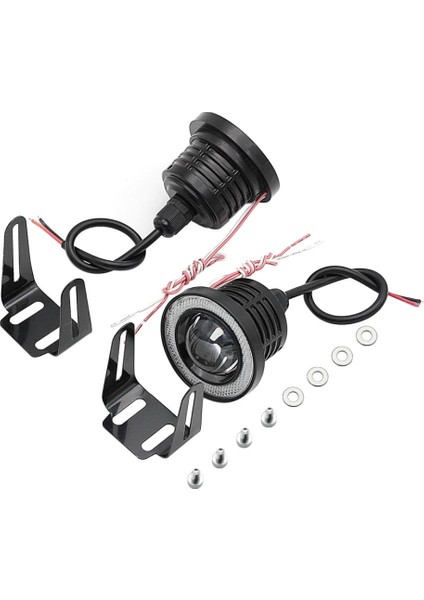Dacia Logan Uyumlu, Universal Mercekli LED Angel Sis Farı, 76MM Buz Mavi Renk