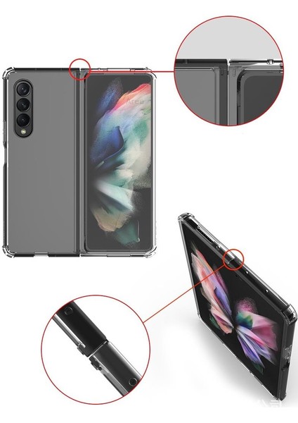 Samsung Galaxy Z Fold 4 Uyumlu Şeffaf Kılıf Anti Shock Darbe Emici Silikon Kapak Esnek Tpu