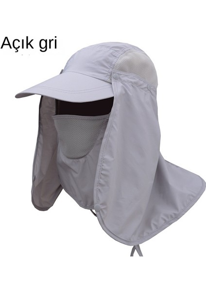 Güneş Koruyucu Balıkçı Şapkası - Açık Gri (Yurt Dışından)