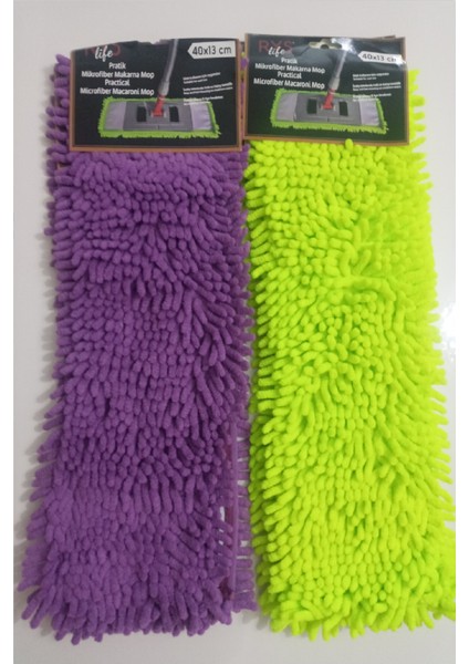 2 Adet Nemli ve Kuru Makarna Mop Ucu Mikrofiber Paspas Yedeği 40 cm