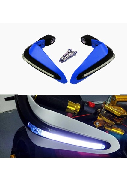 Motosiklet LED Elcik Koruma Takımı Mavi