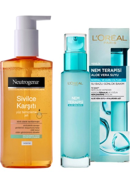 Yüz Temizleme Jeli ve Loreal Nem Terapisi Aloe Vera Suyu Normal ve Kuru