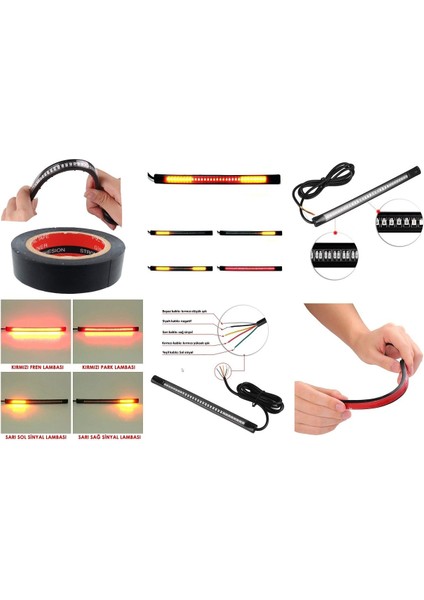 Esnek Üniversal Motosiklet LED Sinyal-Park Stop Lambası