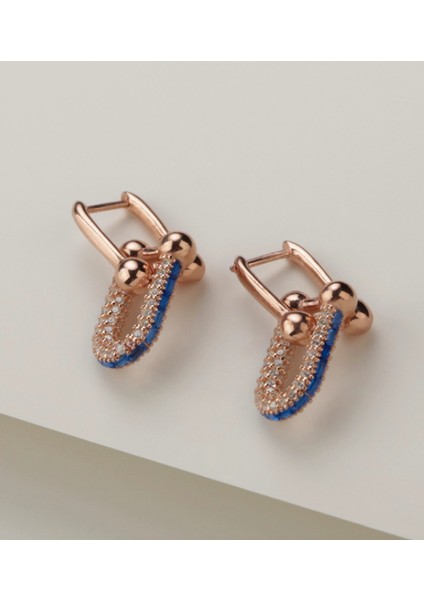 Taşlı Rose 925 Ayar Gümüş Küpe